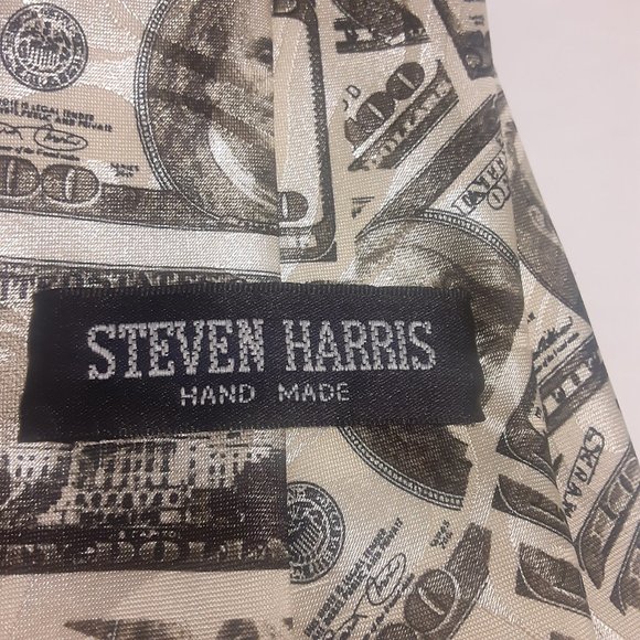 Steven Harris Handmade Big Money All Over Print Men's Necktie - Picture 2 of 3